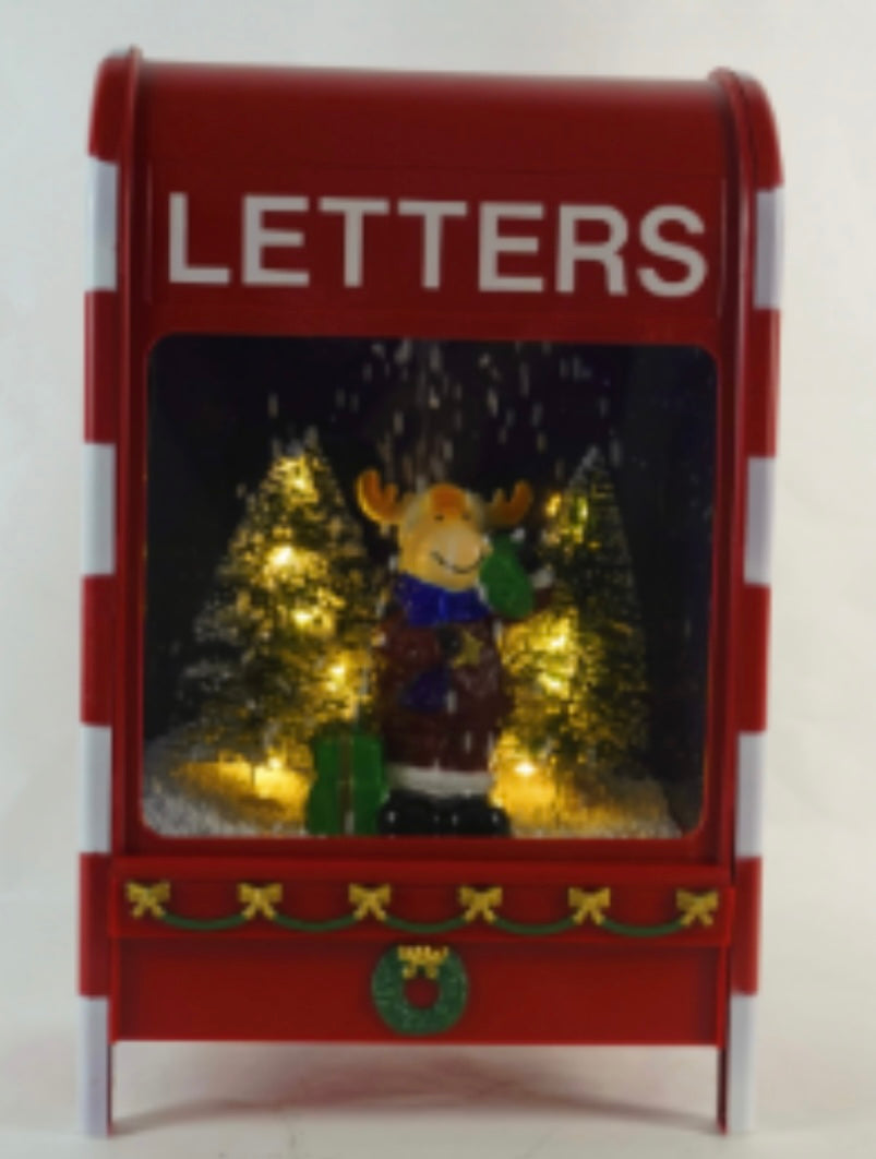 Light Up Reindeer Christmas Letter Box Snow Scene