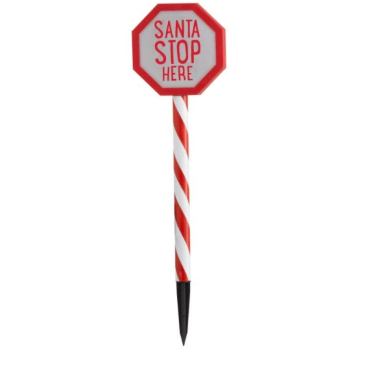 Santa Stop Here! Light-Up Stake – Red & White Outdoor Christmas Sign