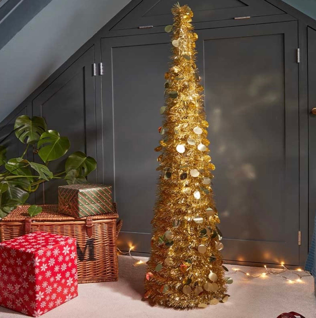 1.8m Gold Pop-Up Gatsby Christmas Tree – 6ft Festive Decoration