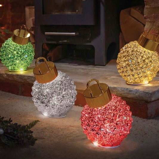 23cm Red Light Up Spinning Christmas Bauble Decoration