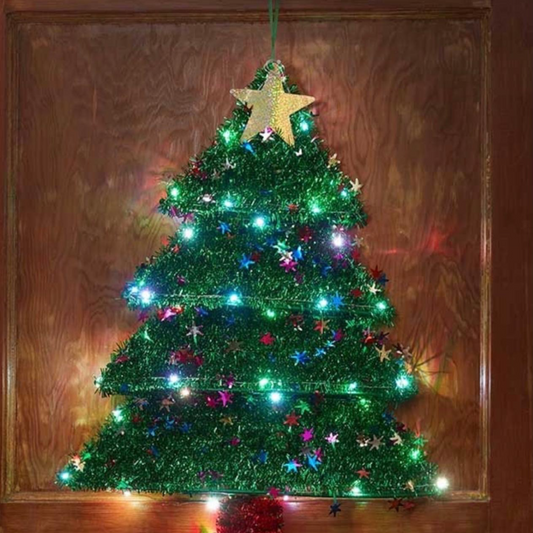 60cm Light Up Christmas Tinsel Tree Decoration – Multicoloured