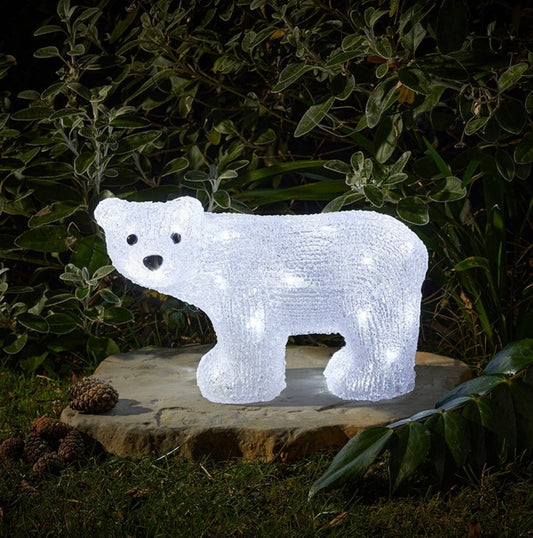 32cm LED Light Up Ice Polar Bear Christmas Decoration