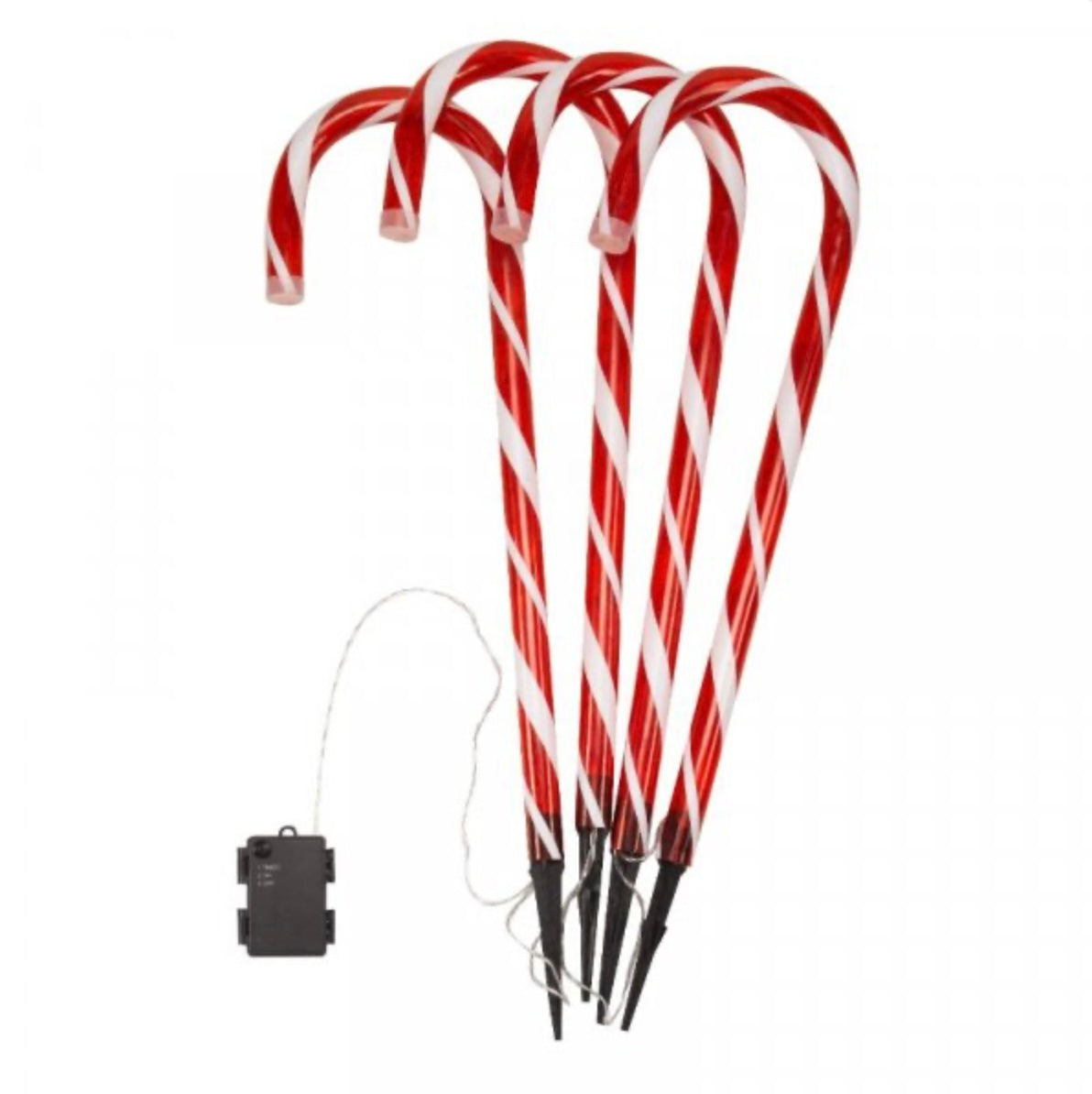Large Candy Cane Pathway Lights – Set of 4 Oversized Red & White CandyCane Stakes for Outdoor Christmas Displays