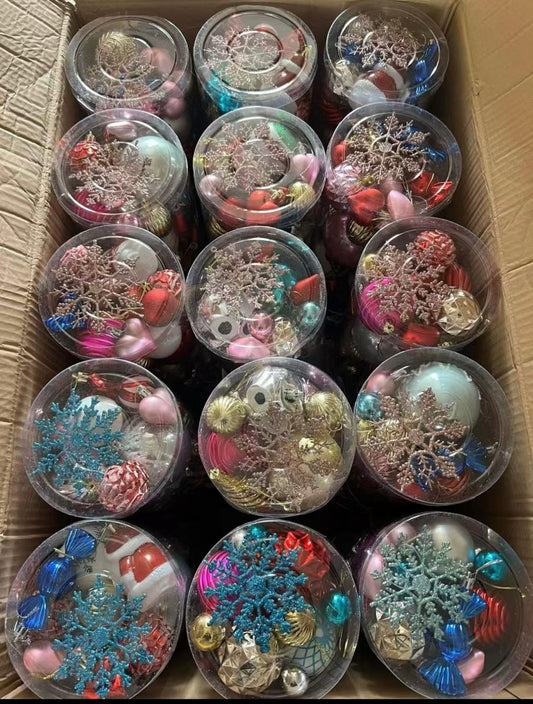 Mixed Christmas Bauble Boxes  1 or 2 Pack (Approx. 30 Pieces Each, Random Assorted Colours & Shapes)