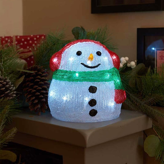 20cm LED Light Up Ice Snowman Christmas Decoration