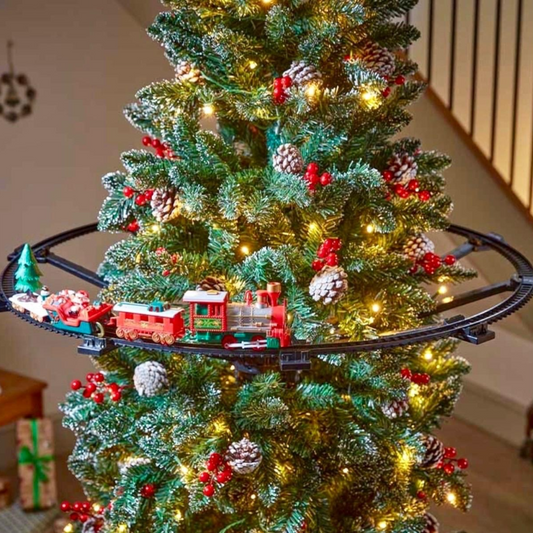 31 Piece Christmas Tree Train Set with Elevated Track