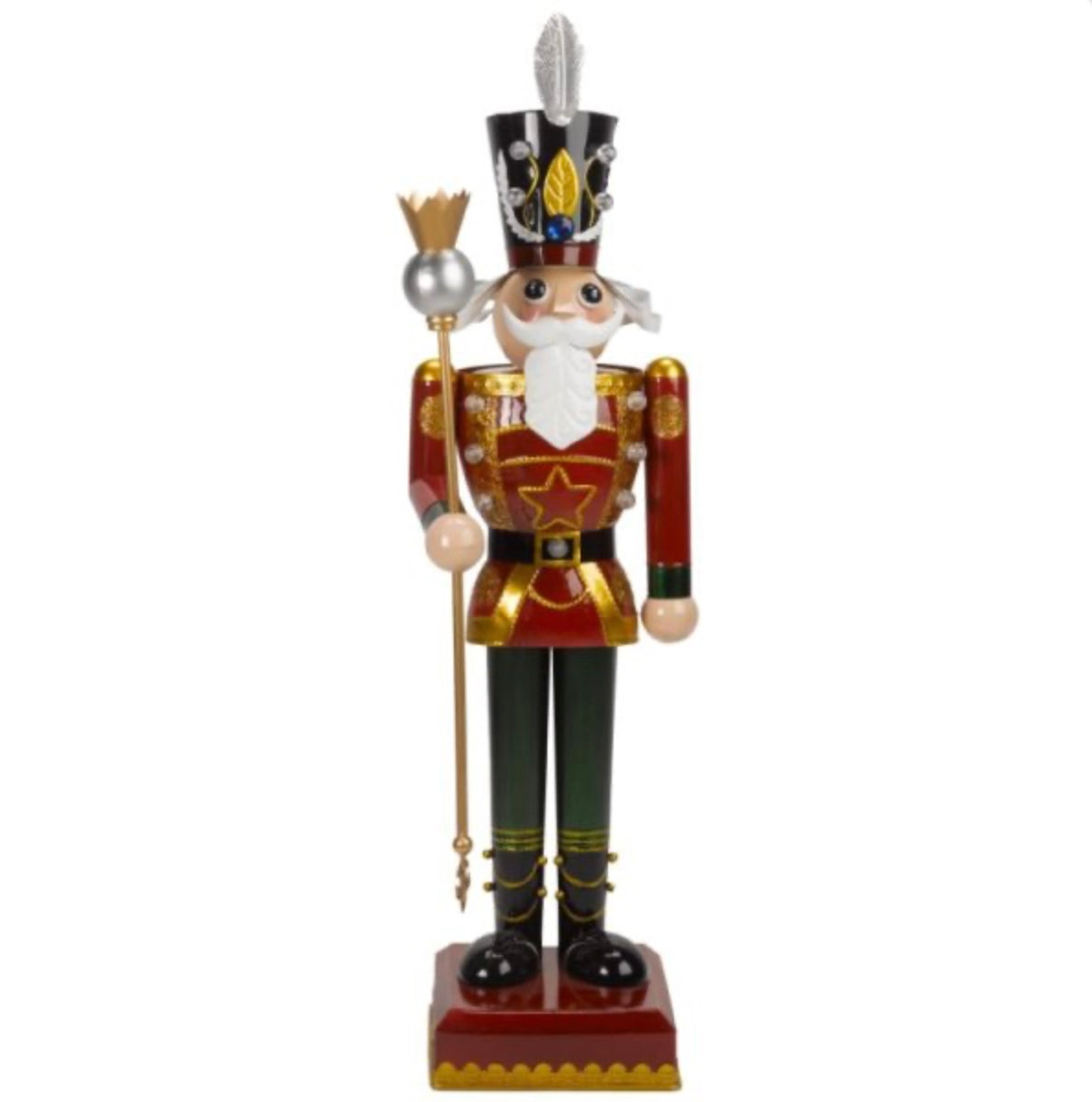 80cm Light-Up Metal Christmas Nutcracker Ornament – Hand Painted with LED Lights