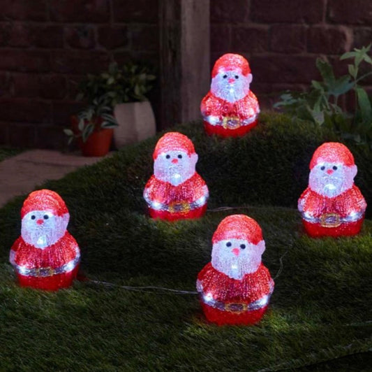 InLit Ice Santas – Set of 5 Light-Up Christmas Ornaments with LEDs