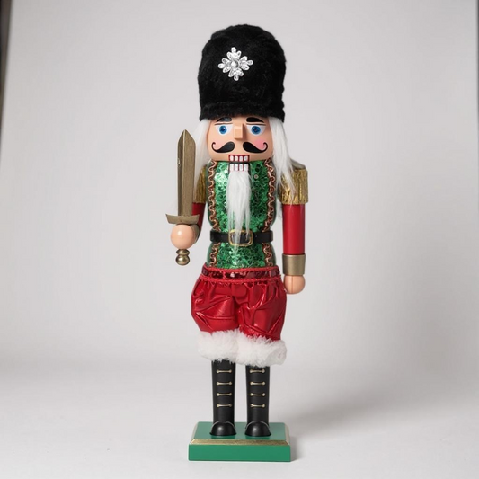 Red & Green Nutcracker Soldier – 38cm Traditional Christmas Decoration