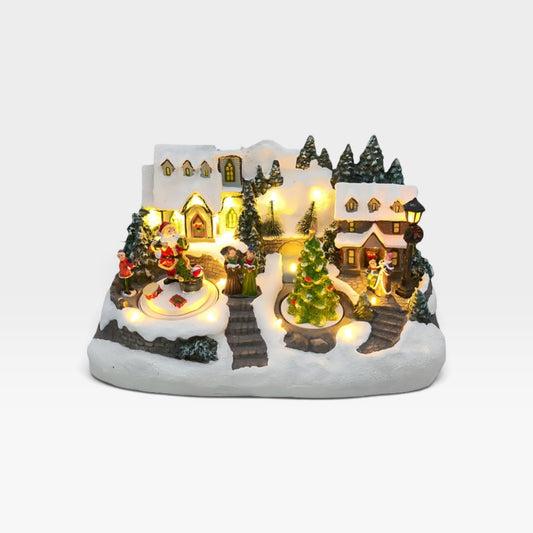 Light Up Christmas Village Church & Tree Decoration