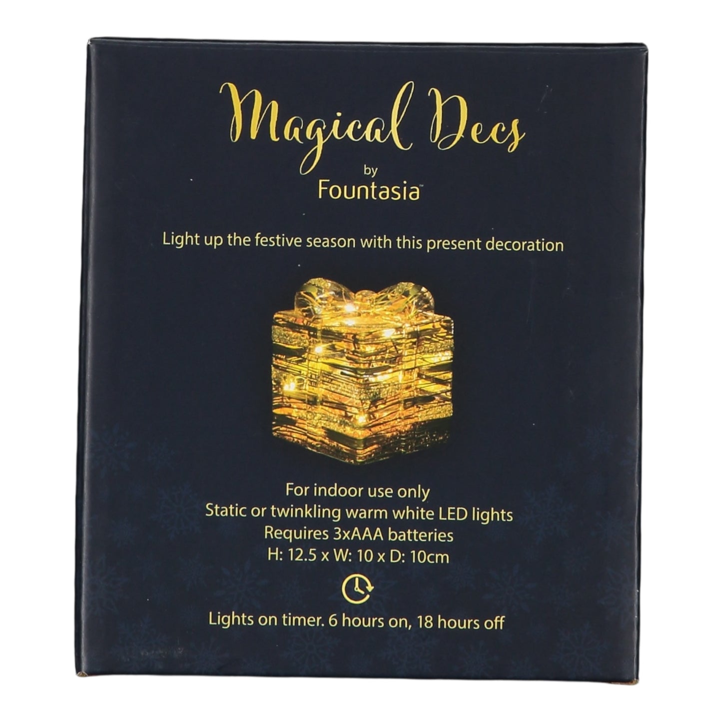 Medium Copper Glass Present Light-Up Glitter Box – Christmas Decoration