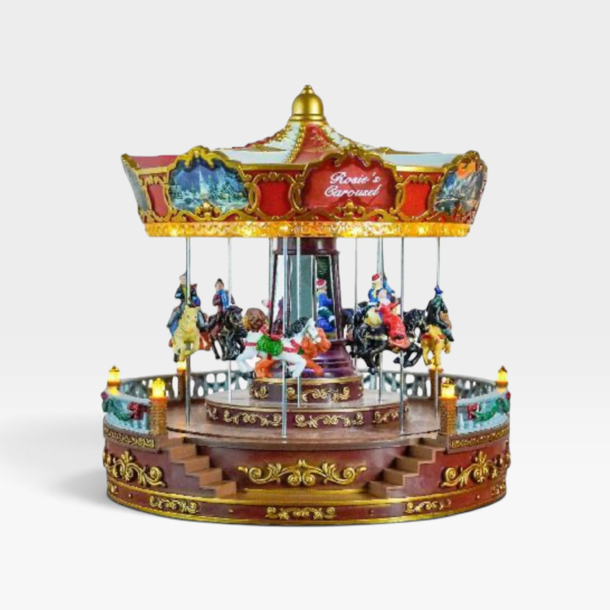 Animated Light Up Christmas Carousel Decoration