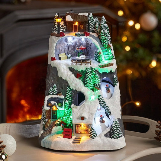 30cm LED Light Up Animated Winter Ski Scene Christmas Decoration