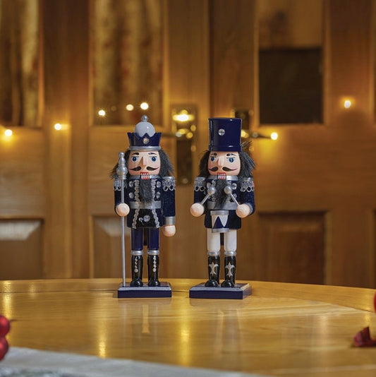 20cm Navy & Silver Christmas Nutcracker Decorations – 4 Designs