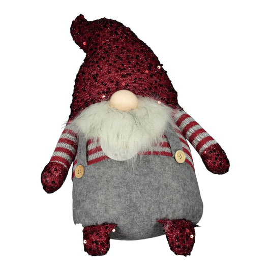 Sequin Light-Up Burgundy Gonk – Festive Nordic Christmas Decoration