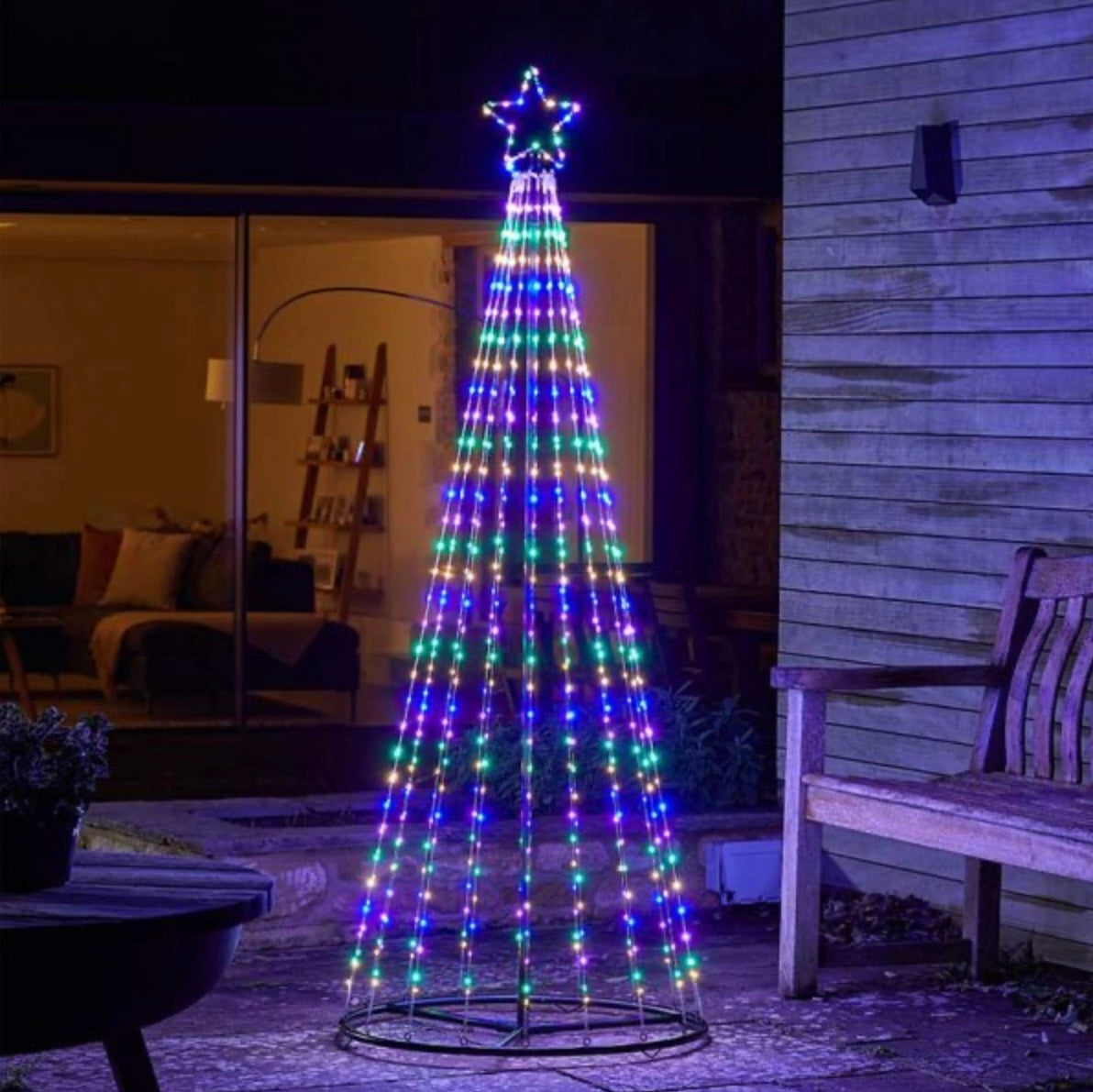 2.1m TwinkleTree LV – Multi-Coloured LED Outdoor Christmas Tree Light with Star Topper