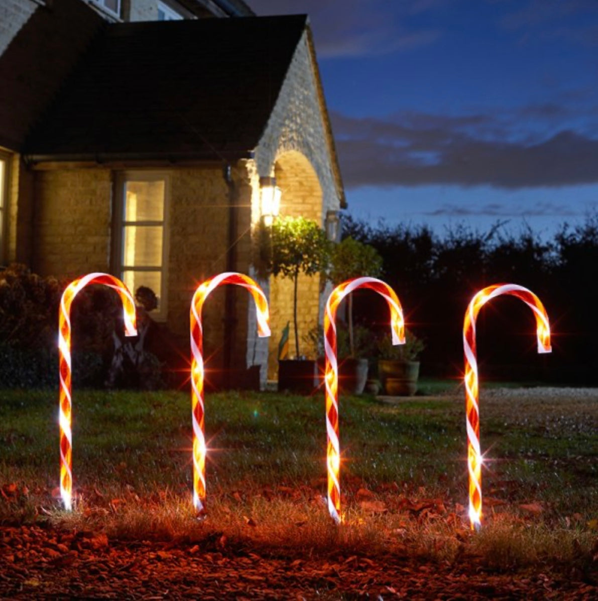 Set of 8 Large Light-Up Candy Cane Pathway Lights – Red & White LED Outdoor Christmas Decoration