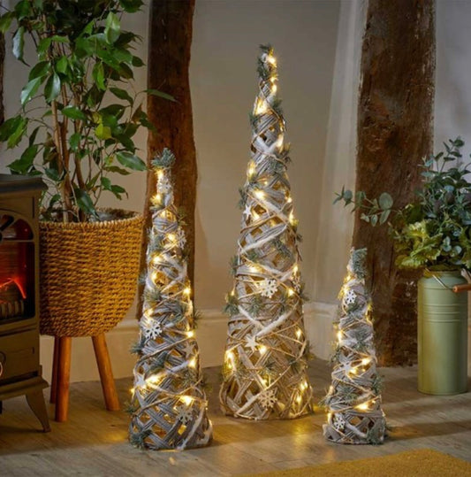 SnowTree – Set of 3 InLit Cone Trees with Warm White LEDs