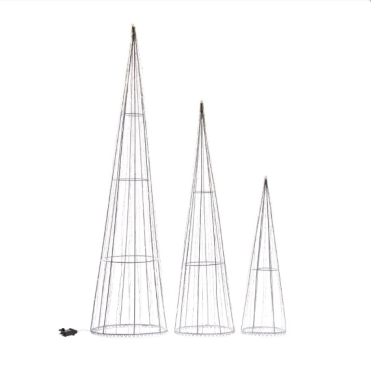 654 LED TreeCone Trio – Cool White Light Up Cones for Indoor & Outdoor