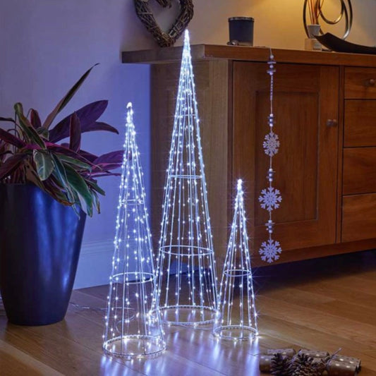 654 LED TreeCone Trio – Cool White Light Up Cones for Indoor & Outdoor