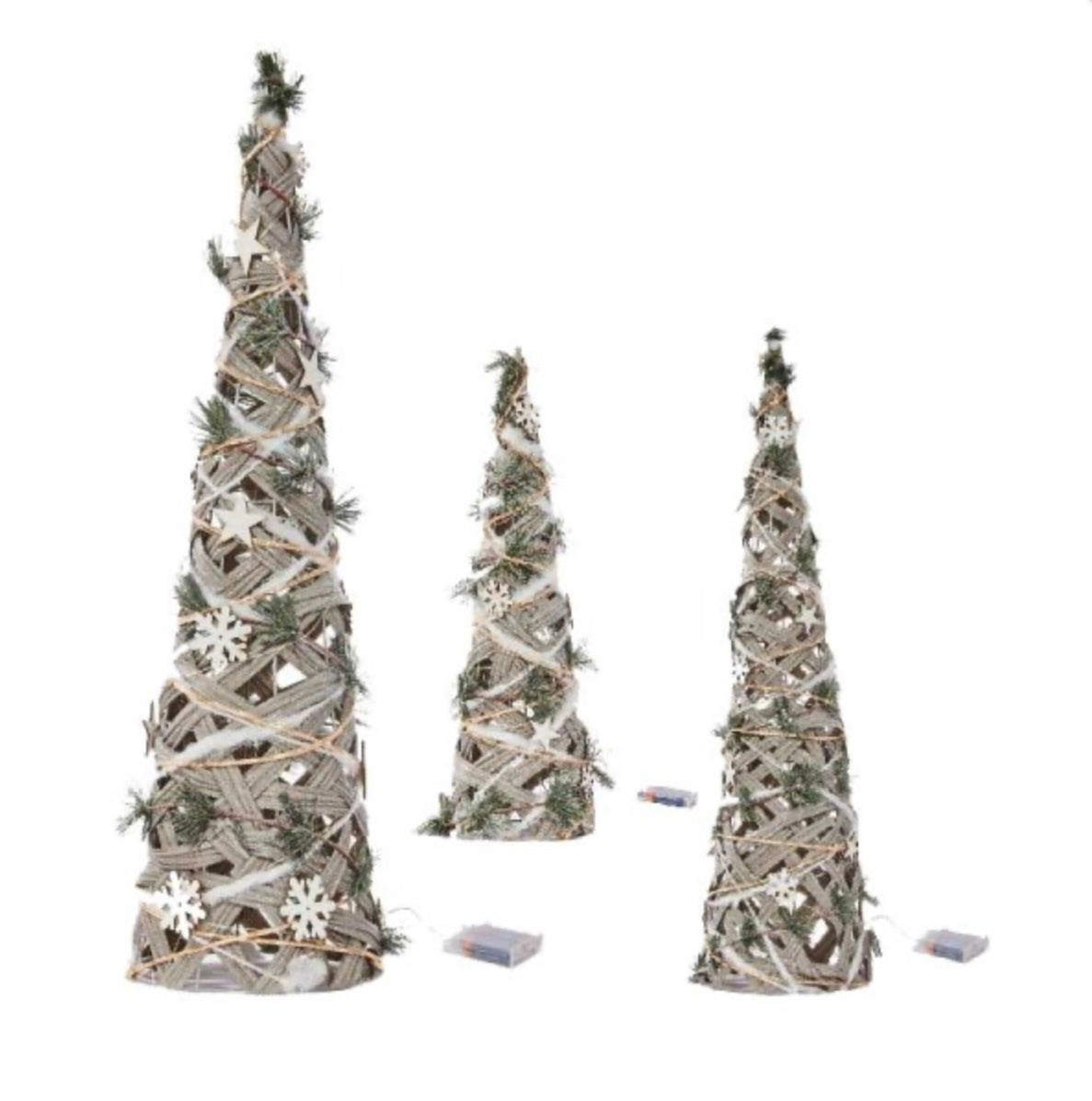 SnowTree – Set of 3 InLit Cone Trees with Warm White LEDs