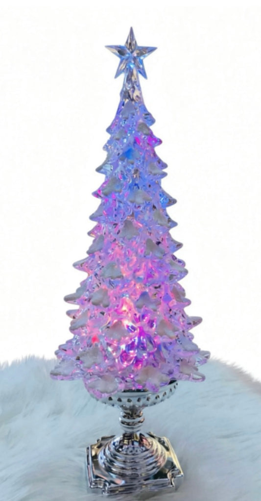 Light Up Crystal Christmas Tree with Star & Silver Base