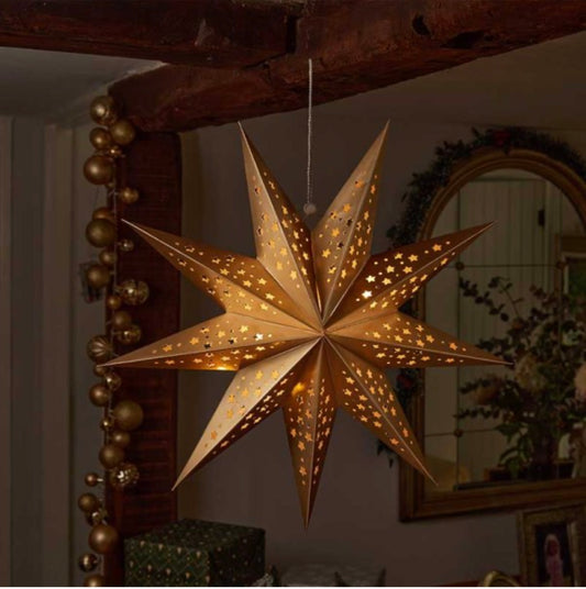 InLit Origami Star – Gold, 50cm Illuminated Christmas Decoration