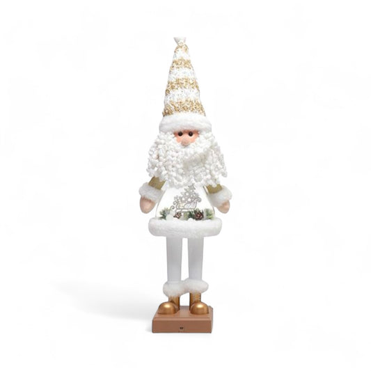 Musical Light-Up Santa – White & Gold Christmas Decoration, 56cm