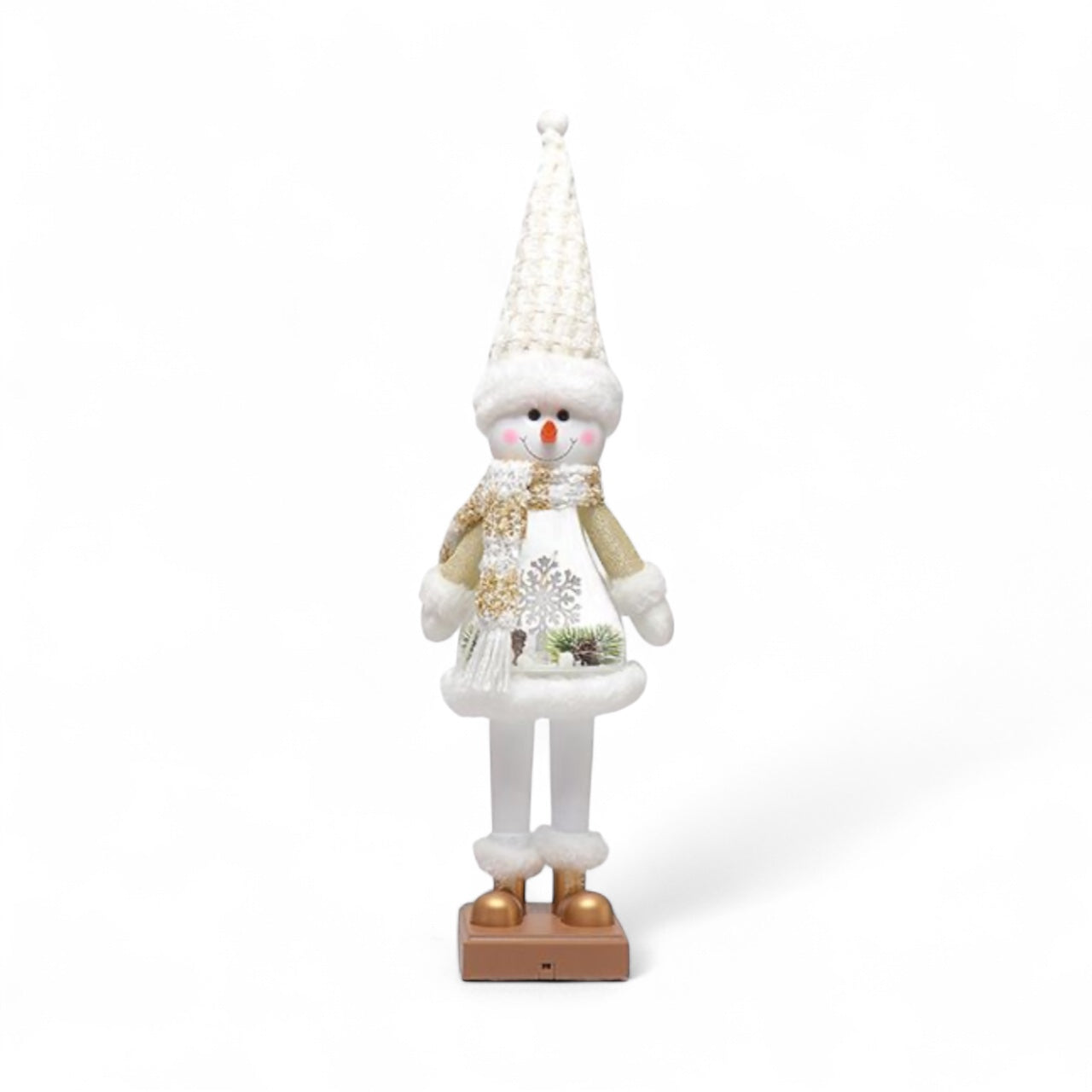 Musical Light-Up Snowman – White & Gold Christmas Decoration, 56cm