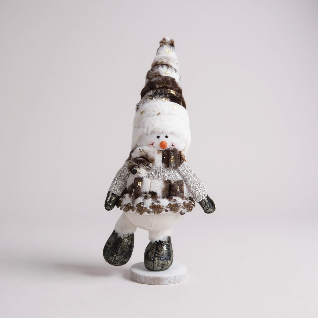 Standing Snowman with Brown Hat & Scarf –Festive Christmas Decoration