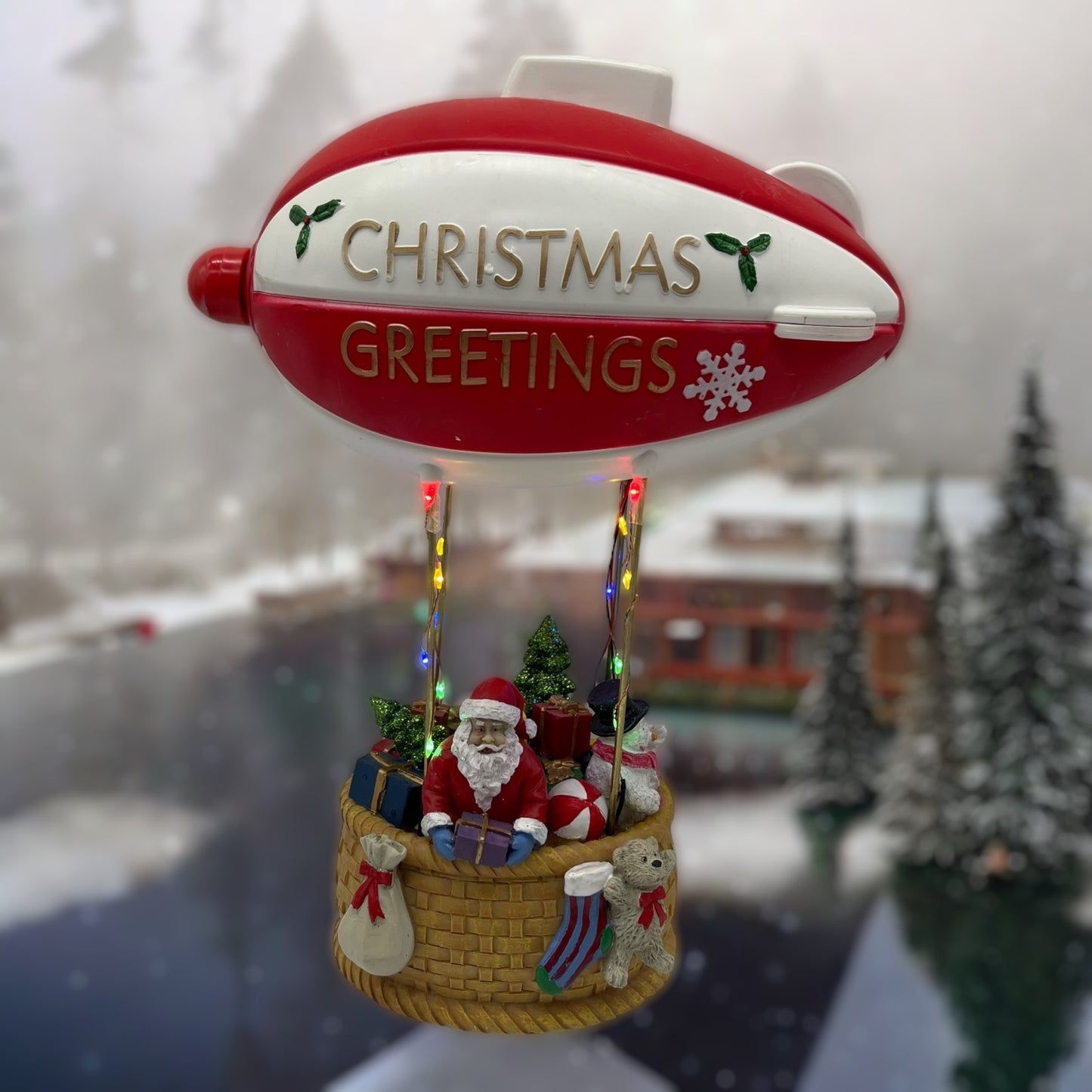 LED Santa In Hot Air Balloon With Rotating Merry Christmas