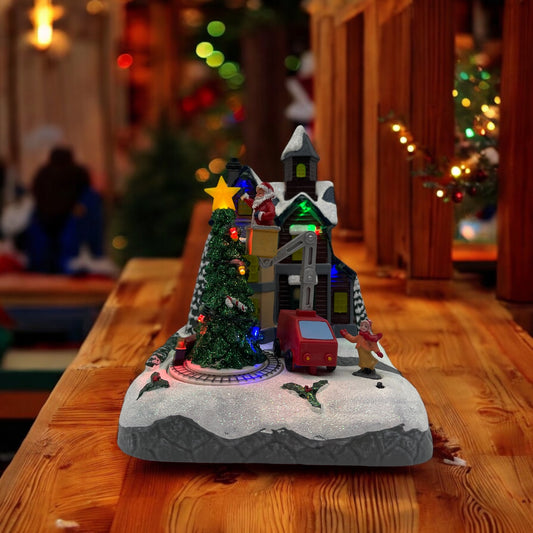 LED Xmas village with spinning train & music