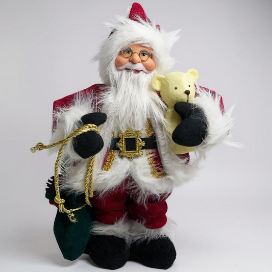 30cm Animated Musical Santa Claus with Teddy – Moving Christmas Decoration