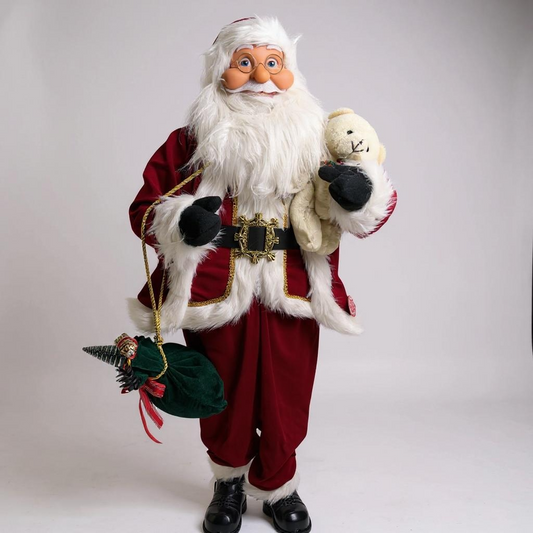 90cm Life-Size Animated Santa Claus – Moving Christmas Figure with Teddy Bear & Toy