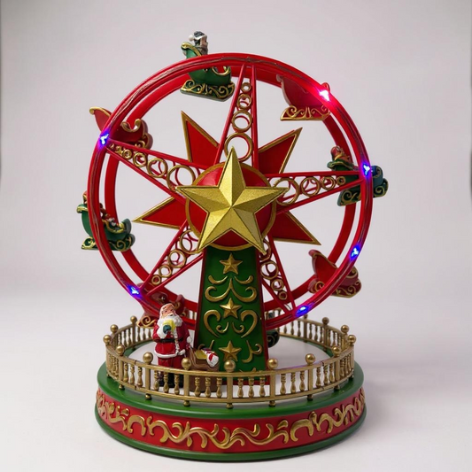 Christmas Ferris Wheel with Santa Sleighs & LED Lights – Animated Holiday Decoration