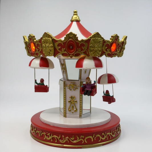 Christmas Swing Ride Carousel with LED Lights – Animated Holiday Carnival Decoration