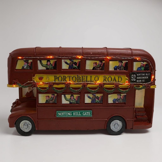 Portobello Road Christmas Bus with LED Lights – Lighted Holiday London Double-Decker Decoration