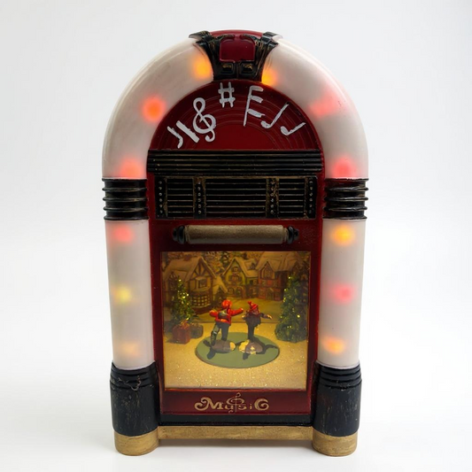 Christmas Jukebox with LED Lights & Ice Skaters – Musical Holiday Village Display