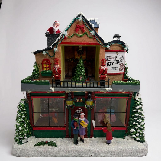 Santa’s Toy Shop Light-Up Christmas Village Building – Animated Festive Scene