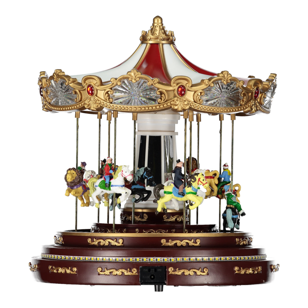 Giant Vintage Red & Gold Carousel Decoration – Animated Musical Christ ...
