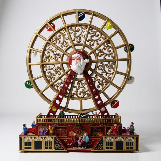 Giant Santa Ferris Wheel Animated Christmas Decoration – Light-Up Festive Village Ride